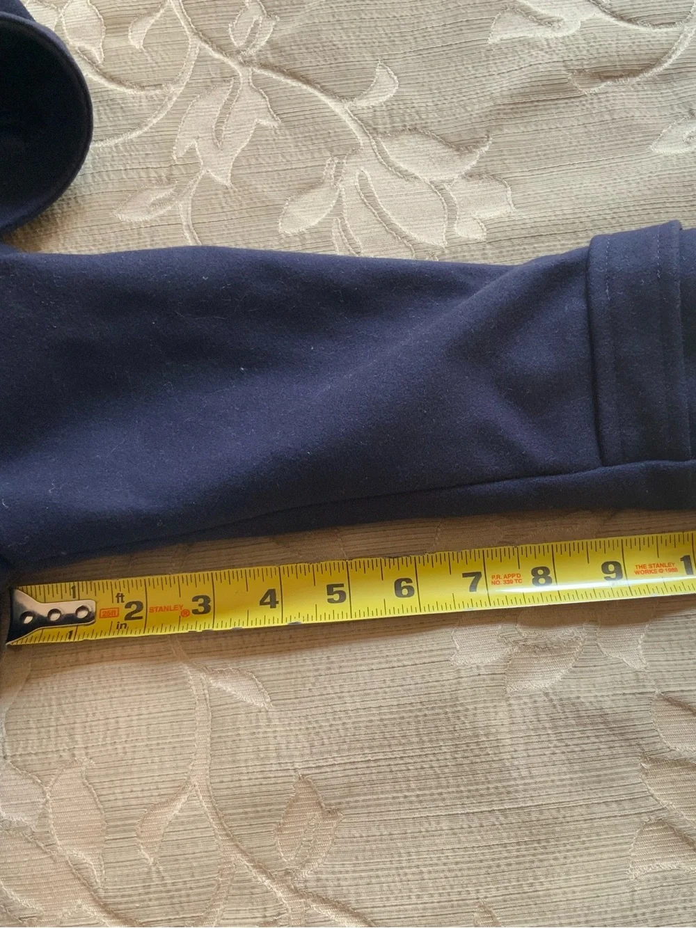GUCCI Kids Navy Wool Duffle Coat Leather GG Pattern Toggles Hooded Size 5 Italy